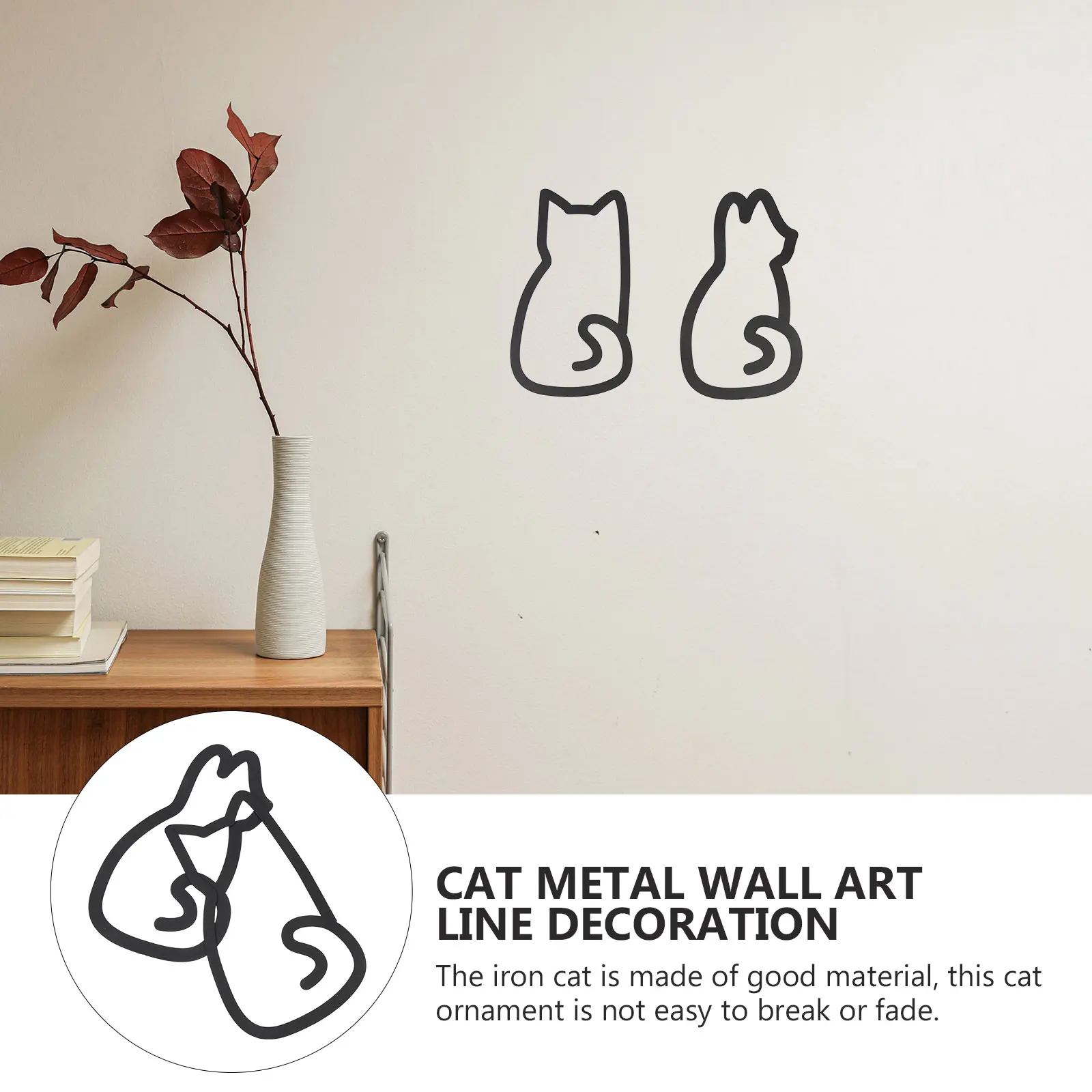 

2 Pcs Metal Wall Art Line Decoration Cat Decorations Home Pet Room Shaped Signs Hanging Decors Sculpture Ornament