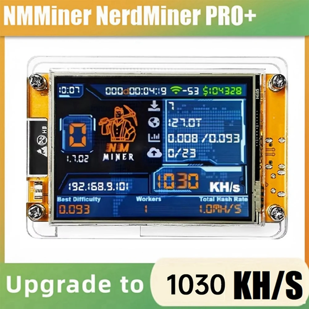 AED7-5X 1030KH/S Nmminer Nerdminer+5 Slots Base Upgraded Harshrate Bitcoin Crypto Solo Miner 2.8 Inch Smart Display Home BTC