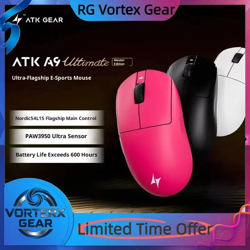 

Vortex Gear ATK A9 Mouse Dragonfly Lightweight Master Edition PAW3950 Ultimate Ergonomic Twin 8k Gaming Esports Wireless Mouse