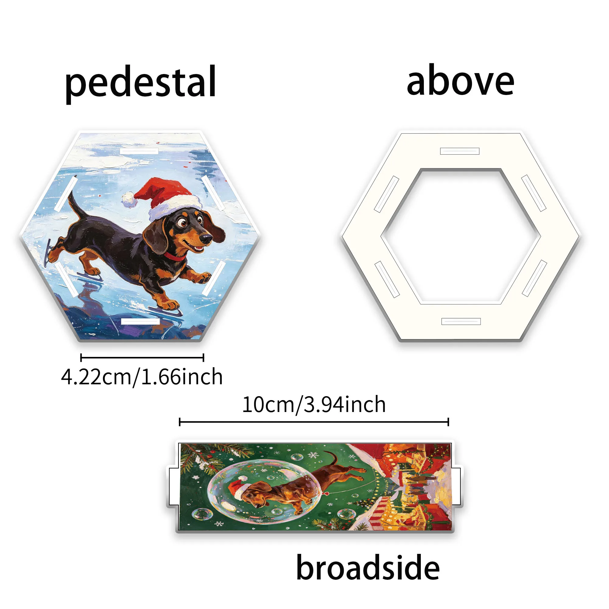 pc Christmas Dachshund theme Hexagonal Acrylic pen Holder Acrylic Desktop Storage Decoration