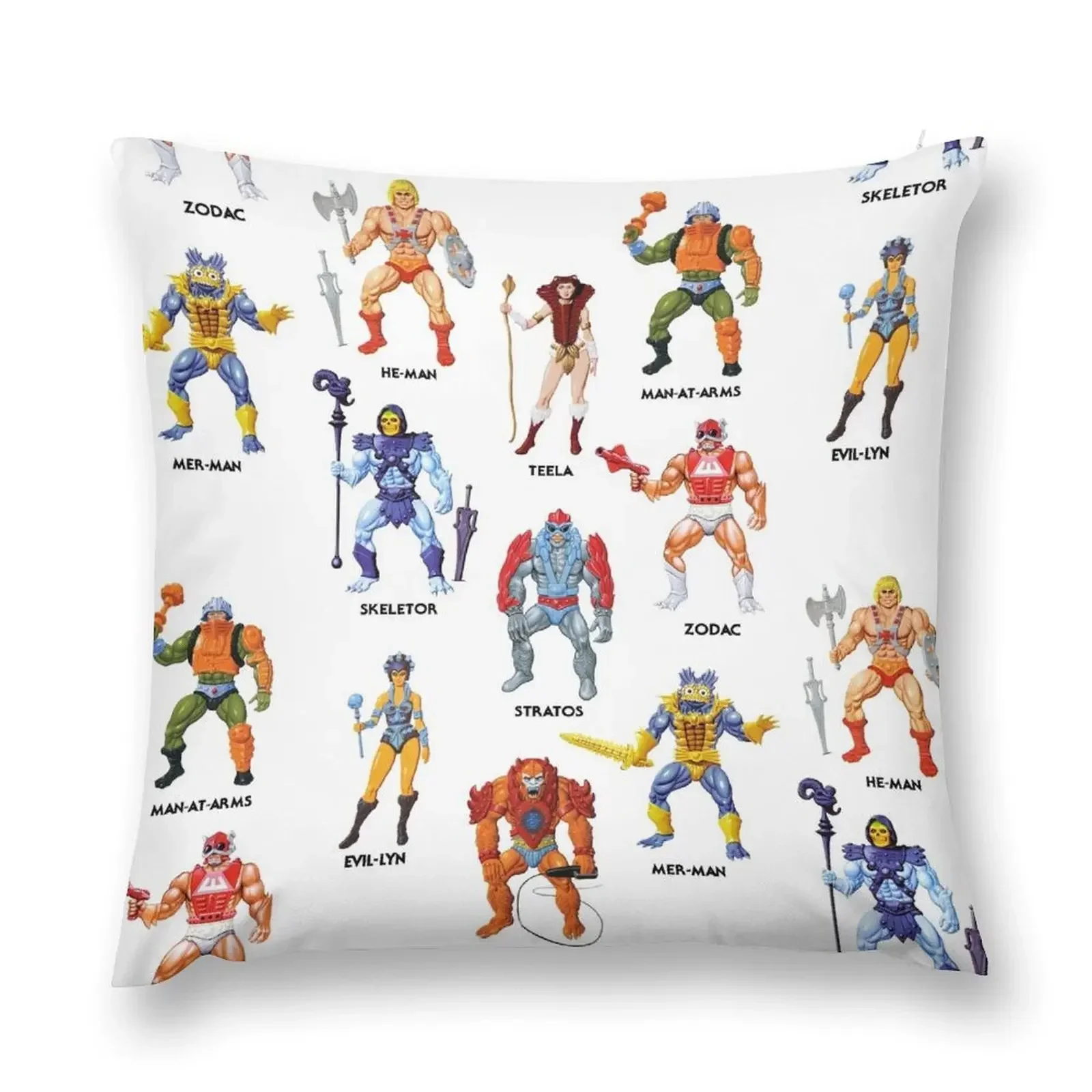 

Vintage Masters of the Universe Heroes & Villains! Vintage Toy Card Art Throw Pillow Sofa Cushions Covers pillow