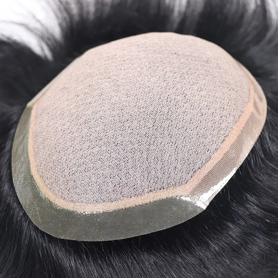 

Natural Black Silk Base Men Toupee Realistic Men Wig Male Hair PU&NPU Units Human Hair Replacement Prosthesis Natural Hairpiece