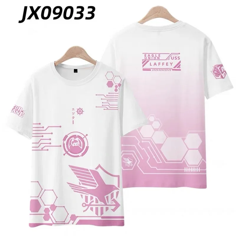 Azur lane 3D impression ã o camiseta ver ã o moda em torno do pesco ç o manga curta popular jogo streetwear