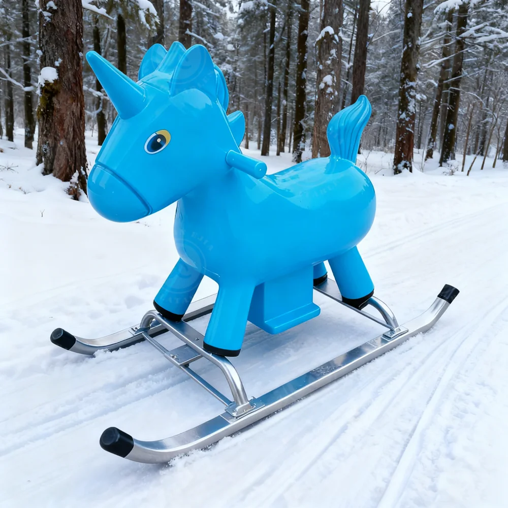 Durable Animal Shaped Plastic Toboggan, Colorful Kids Snow Sled for Family Winter Outdoor Fun, Freeze-Proof Design