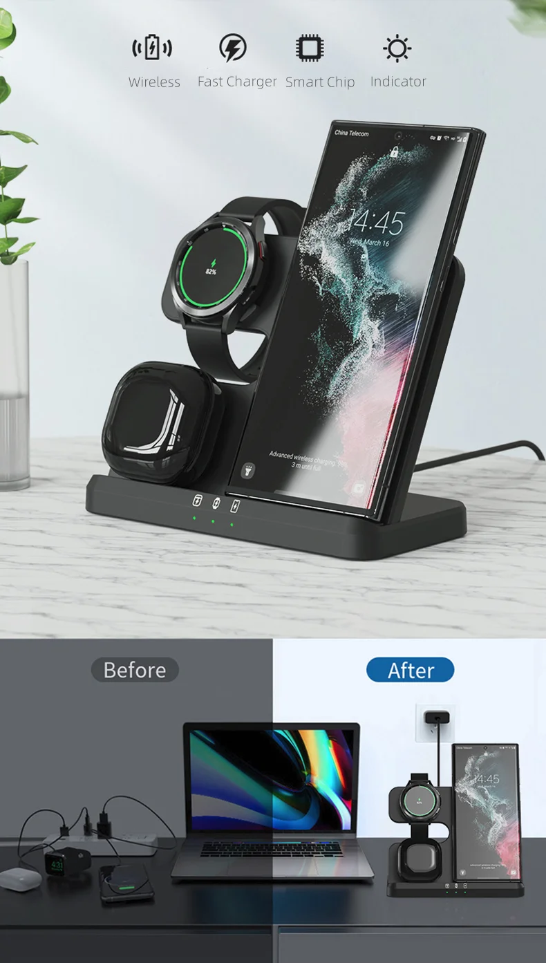HaaYot 3-in-1 Kabelloses Ladegerät Ständer Schnellladestation Dock für Galaxy Fold 8 7 S26 S25 Ultra Galaxy Watch 9 8 7/Ultra 2 – Detail 1