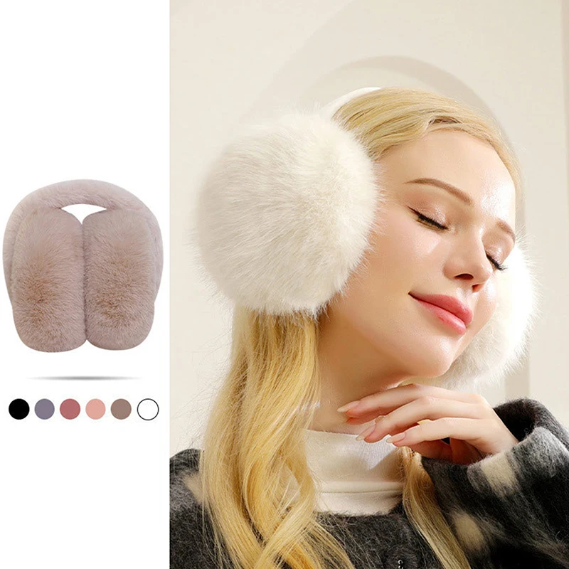 Hot Sale Winter Warm Earmuffs Fluffy Ear Muff For Women Soft Plush Earmuffs Girls Boys Cold Weather Ear Warmer Foldable Earflaps