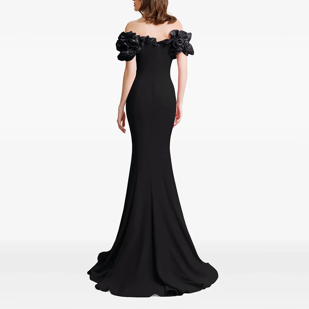 Formal Dress 2026 New European and American Fashion Three-Dimensional Flower off-Shoulder Long Dress