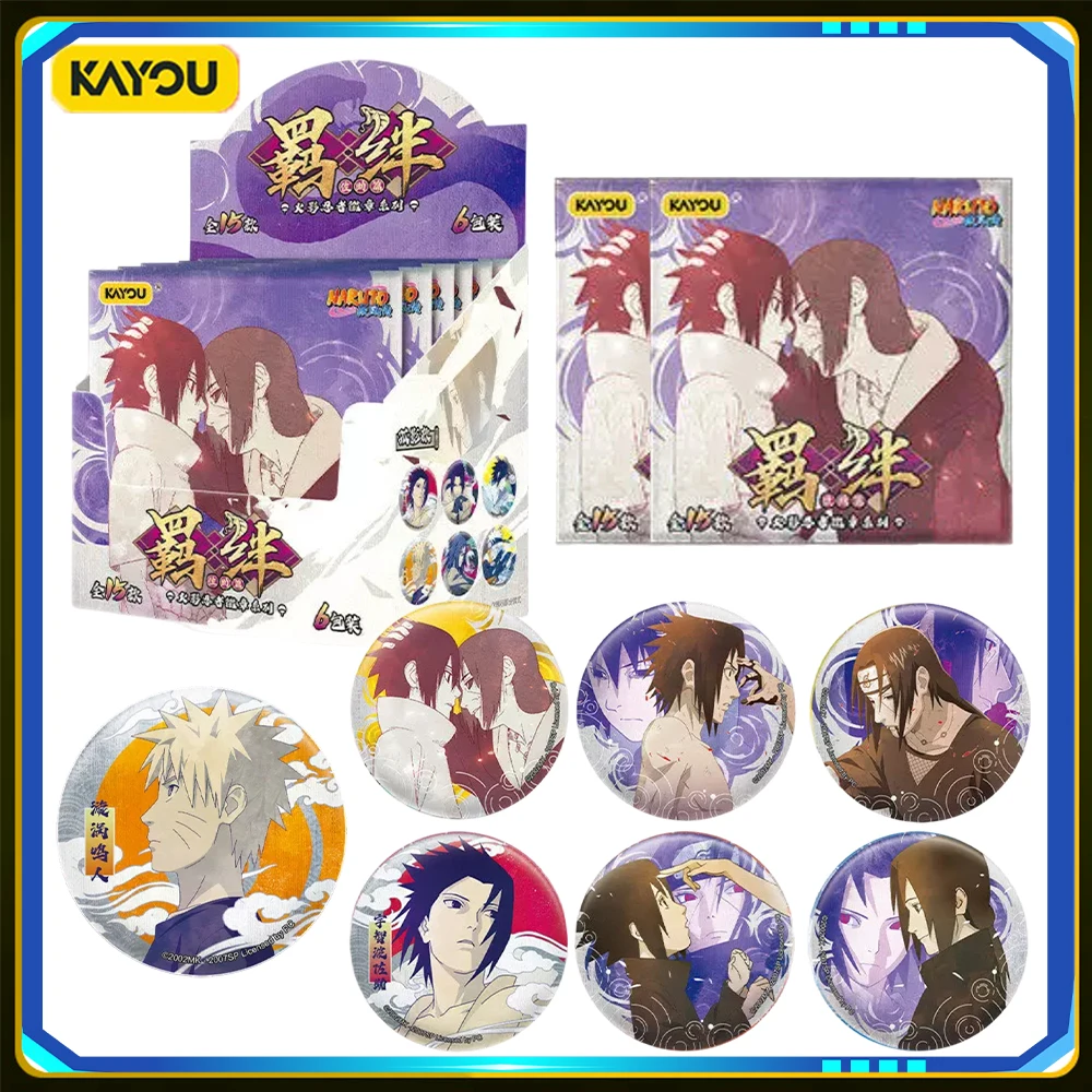KAYOU Authentic Naruto Tinplate Badge Series Bonds Sasuke Edition Full Box 6 Anime Character Pin Buttons Fan Gift Merchandise