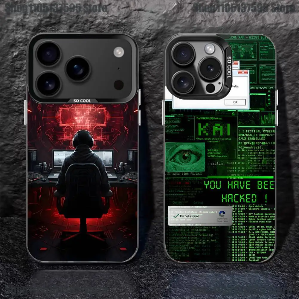 

Hacker Computer Code Art Phone Case For iPhone 17,16,15,14,13,12,11,Pro,XS,Max,Plus,Mini,SE4,E Black Matte Shockproof Cover