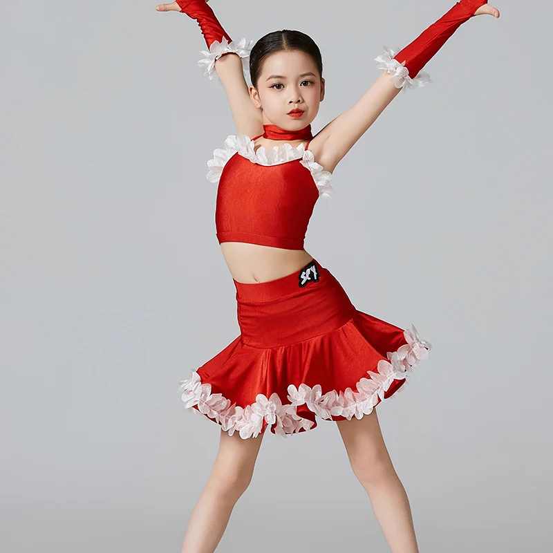 

Детский костюм для латинских танцев ча-ча, танго, танцевальное платье для девочек, самбы, румбы, юбка, одежда для бальных танцев, конкурсные платья, детские платья