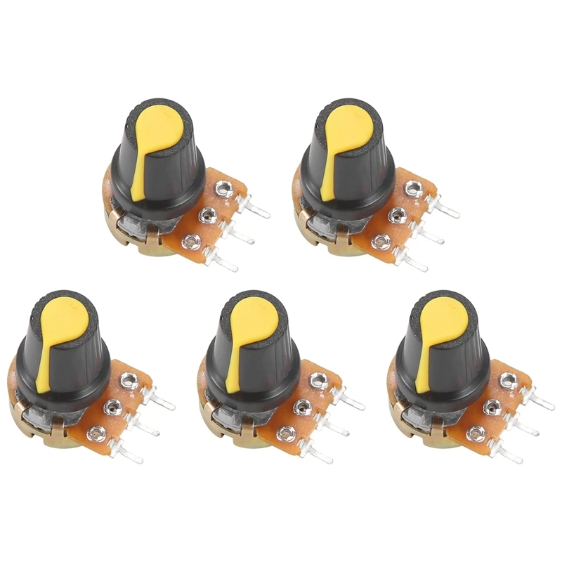 5 Piece 100K Ohm 3 Terminals Linear Taper Rotary Audio B Type Potentiometer Pot