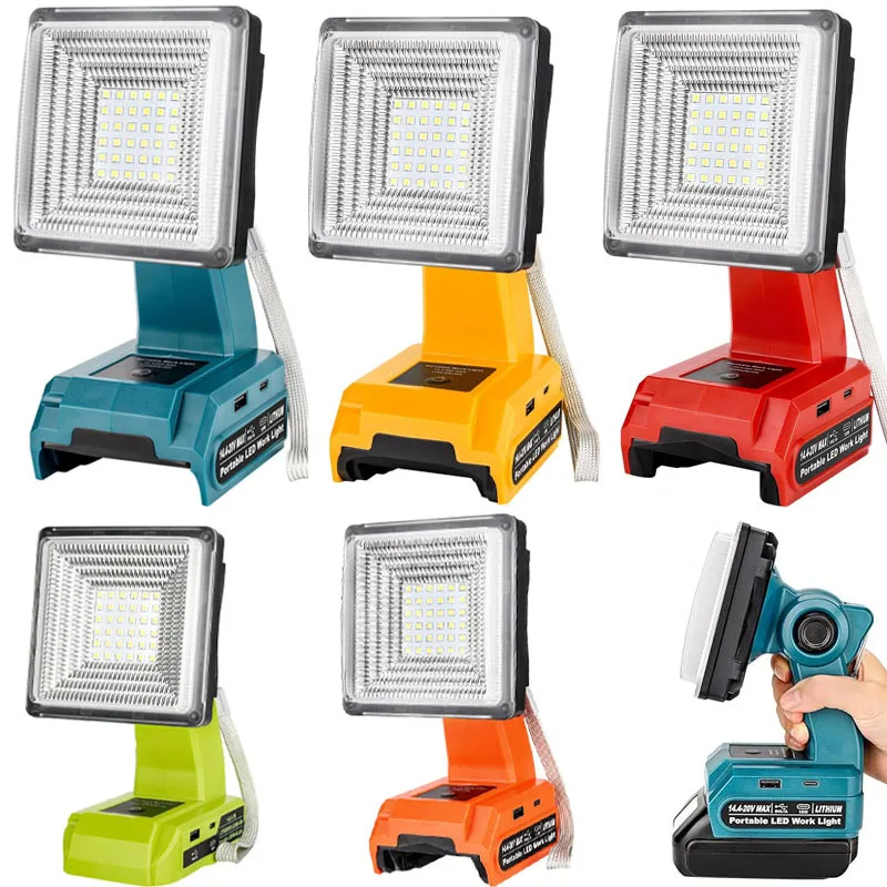 For Makita/Dewalt/Milwaukee/Bosch/Black&Decker/Ryobi 18V Battery LED Work Light Flashlight Lantern Portable Emergency Flood Lamp