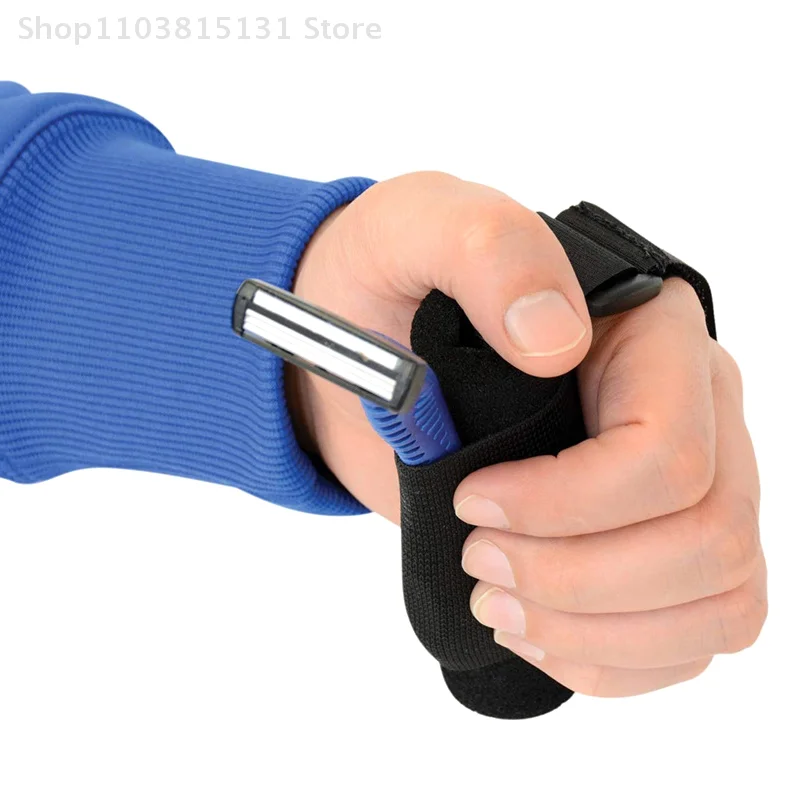 1 زوج أدوات التغذية للمرضى المسنين المعاقين مطاطا الأكل المساعدة أواني الكفة حامل حزام أدوات المائدة تحديد النايلون الفرقة