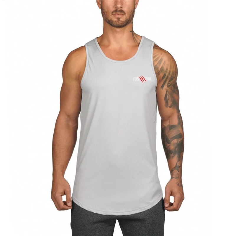 

Summer Men Mesh Breathable Slim Fit Vest Bodybuilding Fitness Running Tank Tops Workout Undershirt Sleeveless Sport Shirts