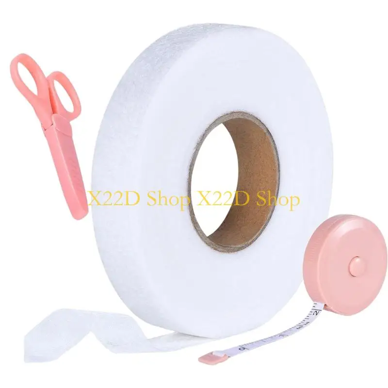

X22D Iron-On Hemming Tape with Scissors Ironing Hem Tape Easy to Iron Hemming Fabric Tape for Patching Small Holes and Cracks