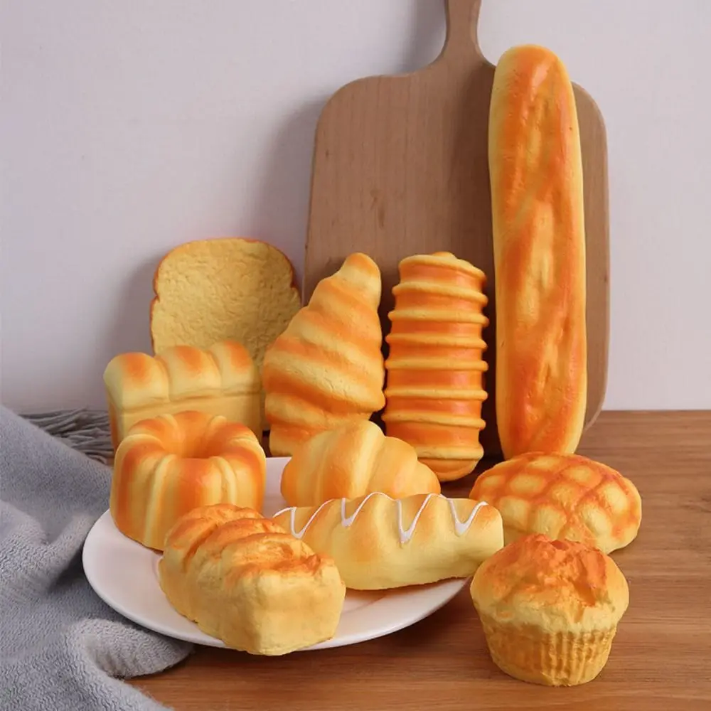 Stretch Squeezing Simulation Bread Squeeze Toy Fake Food Model Simulated Food Breakfast Squeeze Sensory Toys Elastic Soft