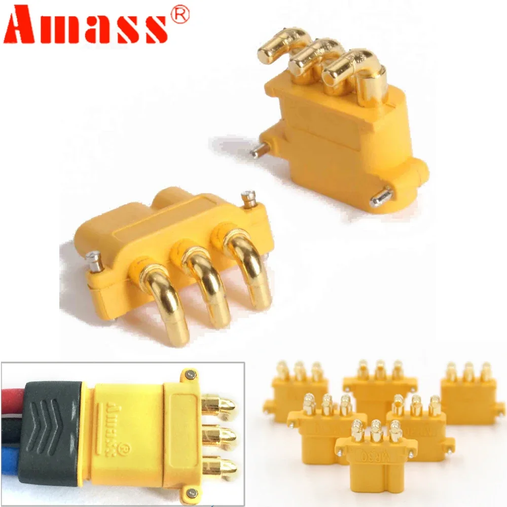 100 x AMASS MR30PW MR-30 PCB Three pin Male Female 2mm Bullet Connectors Plugs RC Lipo Battery (50 Pair )