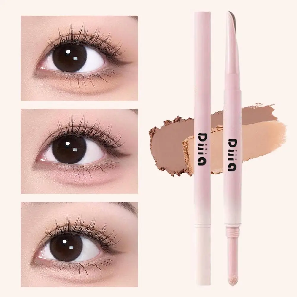 Cabeça dupla fosco rosa deitado seda caneta à prova dwaterproof água natural coreano lápis maquiagem cosmética sombra brilho la d1k0