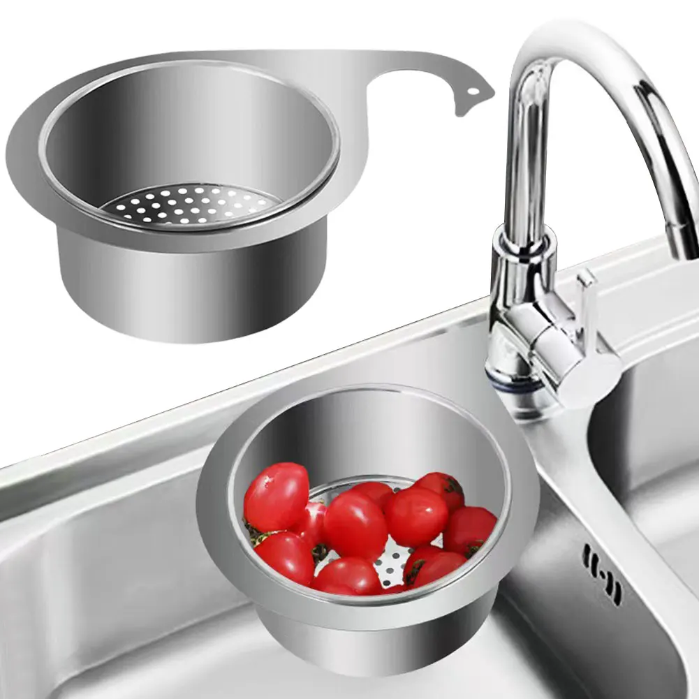 

Multi Functional Drain Basket Stainless Steel Swan Sink Strainer Basket Tap Hanging Filter Basket Kitchen Corner Sink Strainer