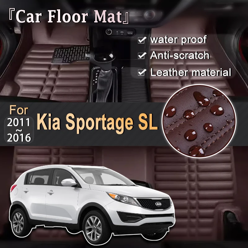 

LHD Car Mats Leather For Kia Sportage SL 2011~2016 Car Floor Mats Full Custom Foot Parts Leather Liner Panel Carpets Accessories