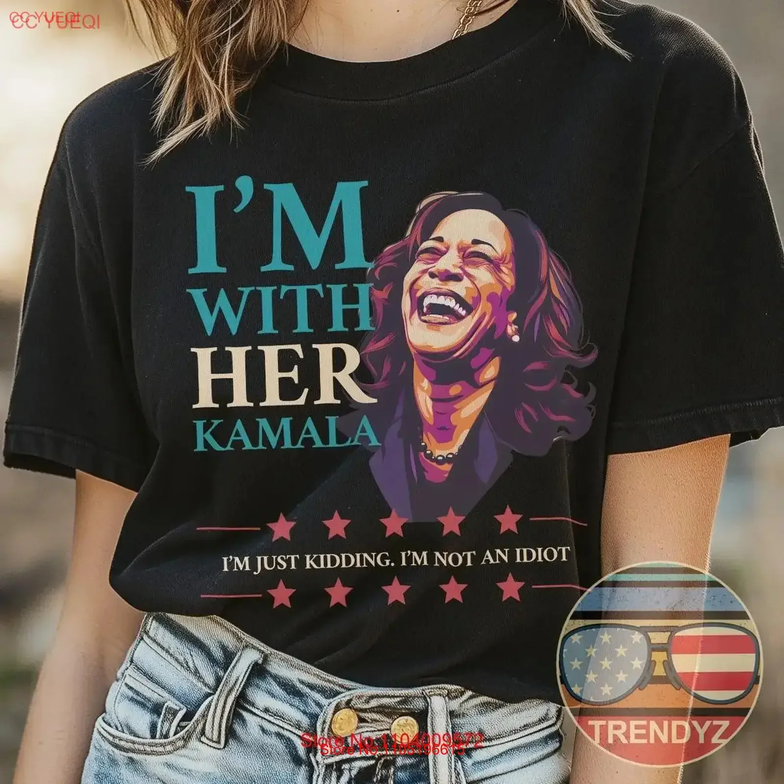 I'm with Kamala Just Kidding NOT an Idiot T Shirt vintage Washed Comfortable Casual Breathable Unisex fashion designer clothes