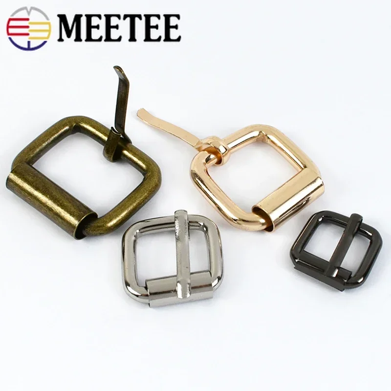 10/20Pcs Meetee 13-38mm Metal Buckles for Belt Roller Pin Buckle Bag Strap Adjustable Slider Ring Clasp DIY Hardware Accessories