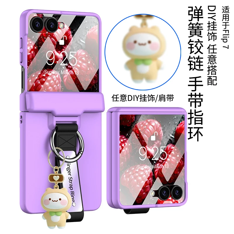 Etui na Samsung Galaxy Z Flip 7 6 5 Ochraniacz Ekranu Zawiasu Pełna Ochrona Szkło Ochronne Folia na Ekran Pasek na Palec Pierścień Sprężynowy Osłona Oś