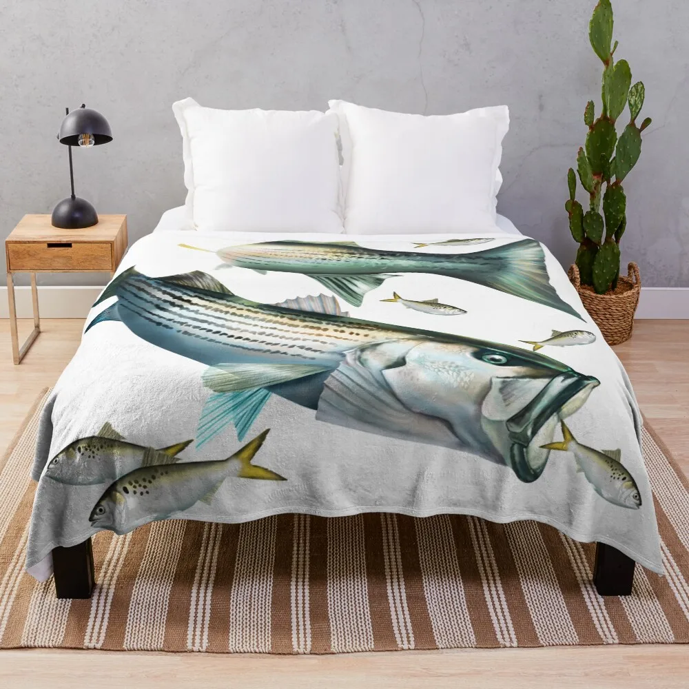 

Striped Bass Chasing Menhaden Throw Blanket Versatile Cozy Throw Blanket for All Occasions