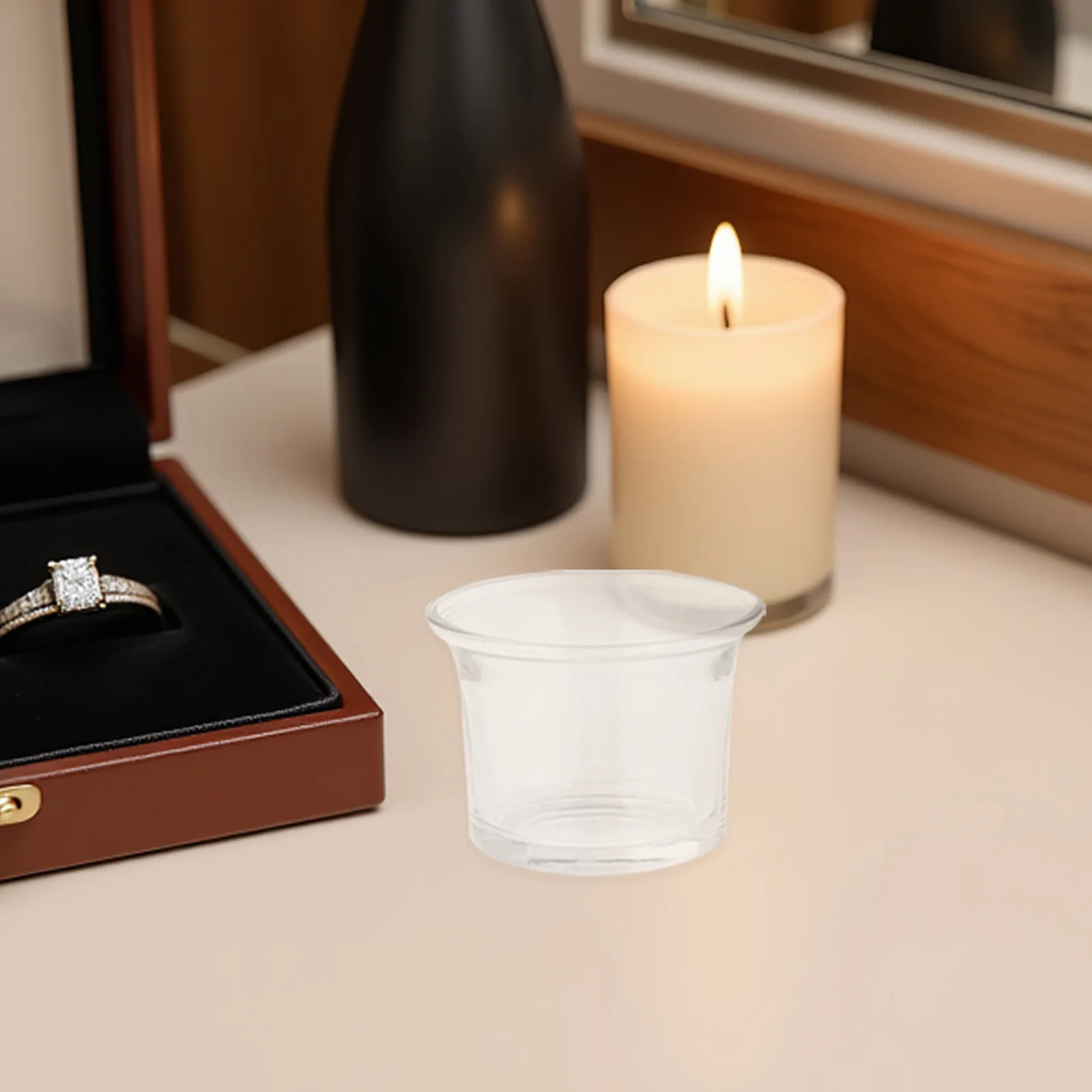 

4Pcs Clear Glass Holders 6cmx4cm Round Elegant Wedding Home Decor Festival Party Decorations Candlestick Holders Clear