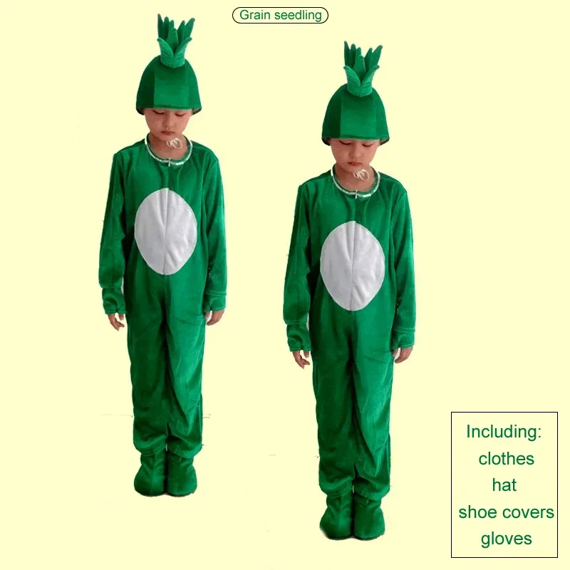 子供のための大きな木の衣装,植物のパーティーのコスプレ,お祭りのパフォーマンス,穀物の苗のジャンプスーツ,子供のためのロールプレイングウェア,ダンス