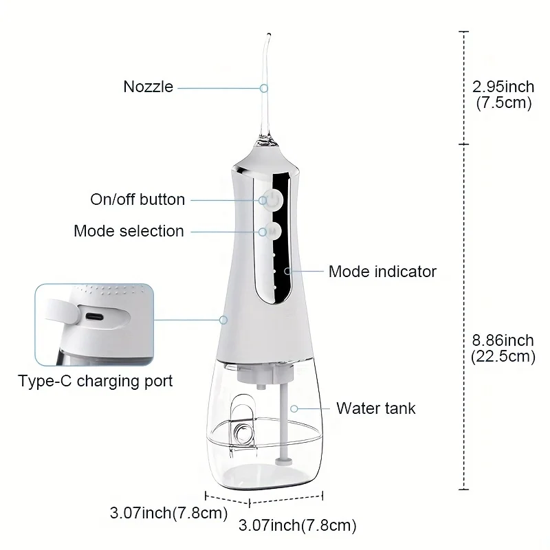 Irrigator Wireless  Interdental Cleaner Water Flosser For Teeth Gums Dental Care 3 Modes 5 Replacement Nozzles USB Rechargeable 