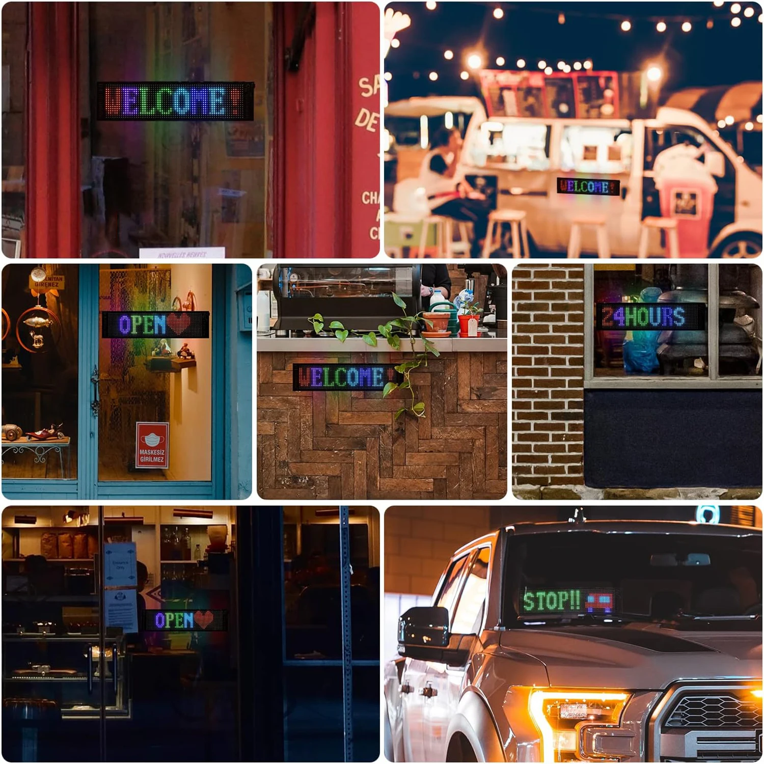 GOTUS-Rolling Publicidade LED Signage, sinal de carro flexível, Bluetooth App Controlado, padrão de texto personalizado, programável, USB, 5V