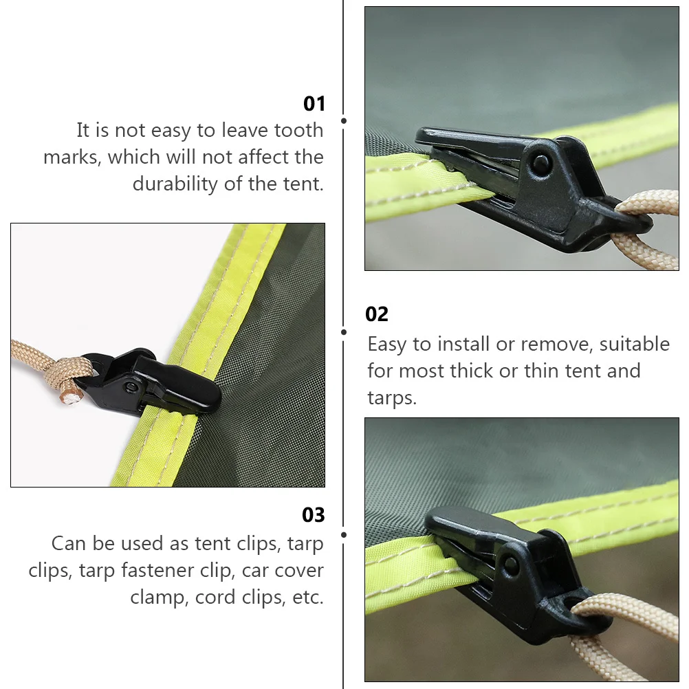 

50Pcs Anti-Slip Tent Clips Compact Lightweight Tarp Clip for Camping Hiking Fishing Windproof Tent Fastener Cord Clamp