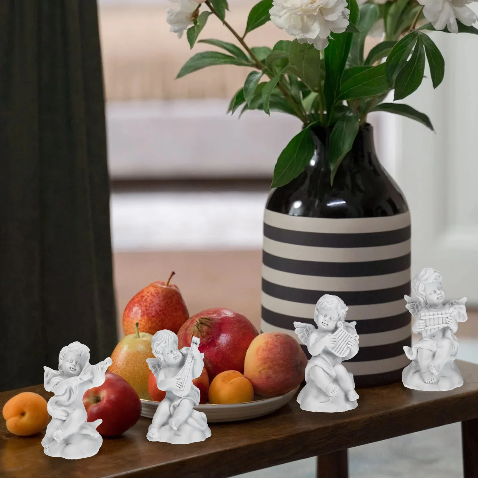 

4Pcs Resin Angel Statue Retro Style Lovely Desktop Ornament Home Decoration Photography Prop Resin Angel Figurine