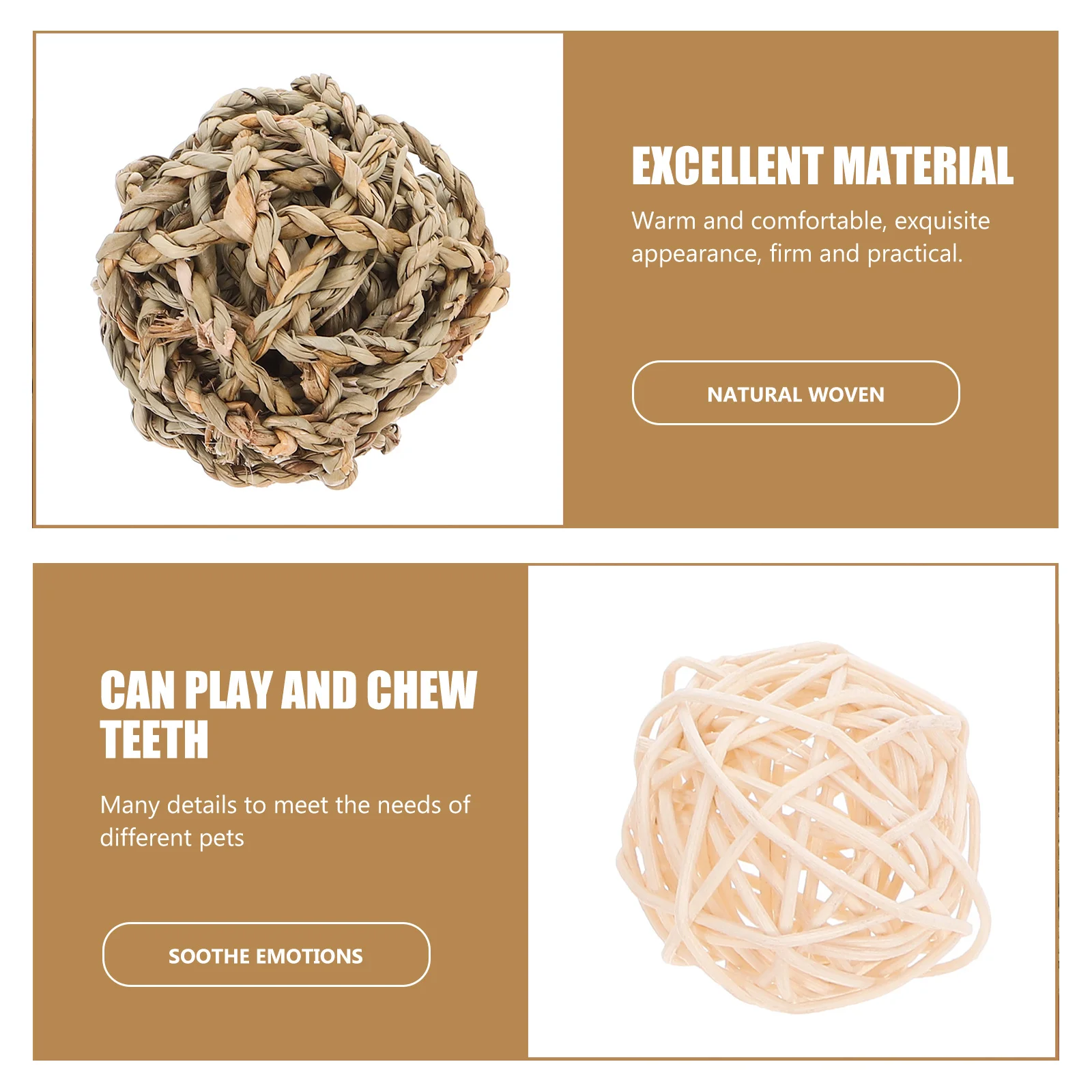 

Natural Straw Chew Balls for Rabbits Pet Toys Bunny Chew Ball Woven Rattan Chewing Toy Teeth Cleaning Small Animal Supplies