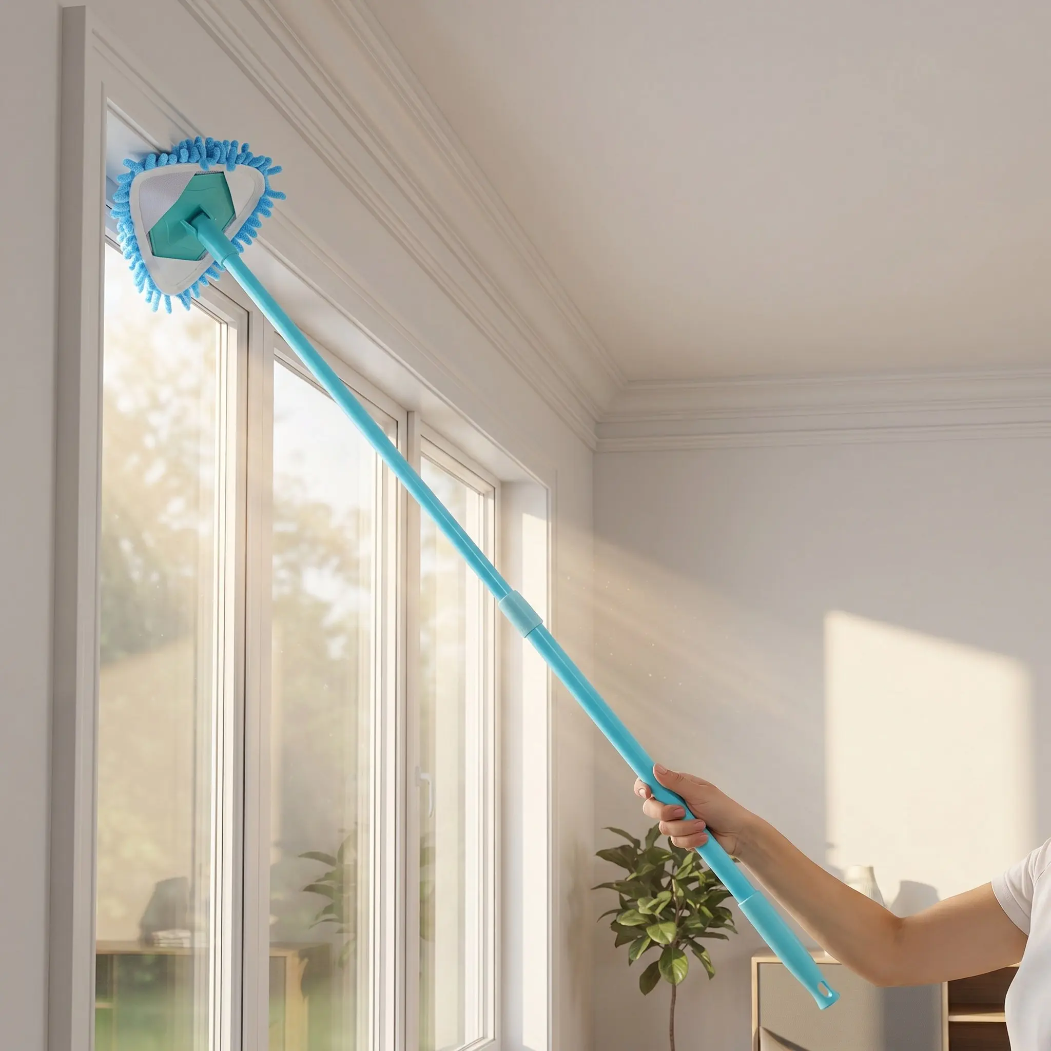 1Set Rotatable Mini Mop Telescopic Handle Household Floor Cleaner 180 Degree Swivel Triangle Floor Mop for Wood Tile Cleaning