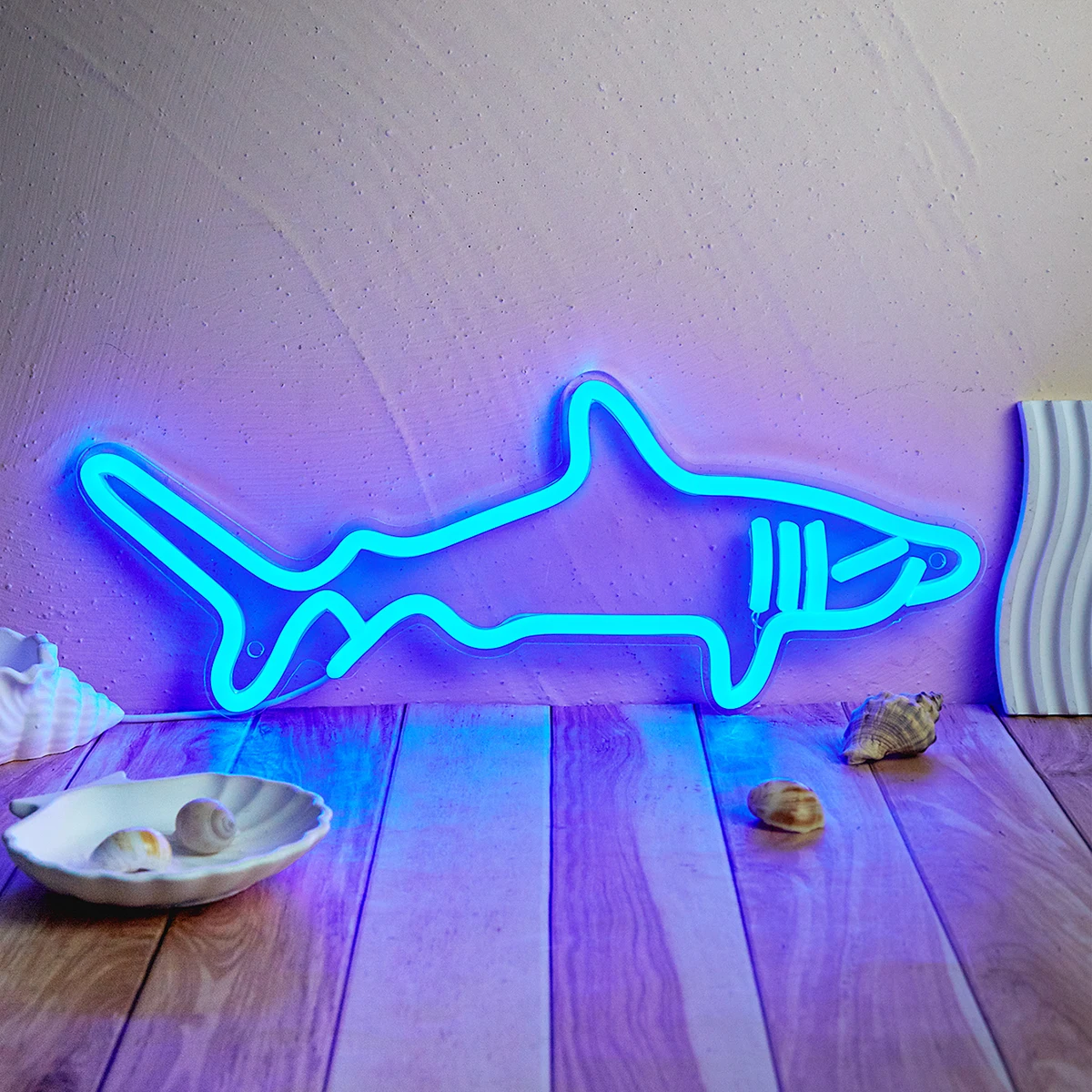 Chi-buy LED 네온 상어 USB 전원 네온 사인 야간 조명 3D 벽 예술 침실 룸 장식 램프 표지판 생일 선물