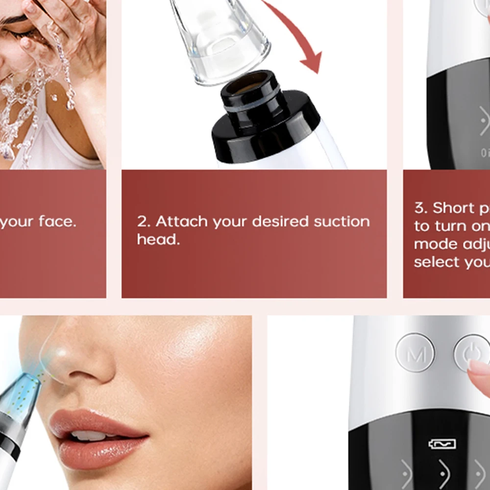 Aspirapolvere elettrico per la rimozione dei punti neri Detergente per l'acne Rimozione delle macchie nere Pulizia profonda del viso Macchina per la pulizia dei pori Strumenti per la cura della pelle