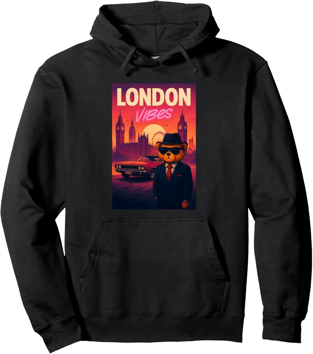 

Осенне-зимняя хлопковая толстовка с принтом плюшевого мишки London Vibes, модный город - тематическая толстовка