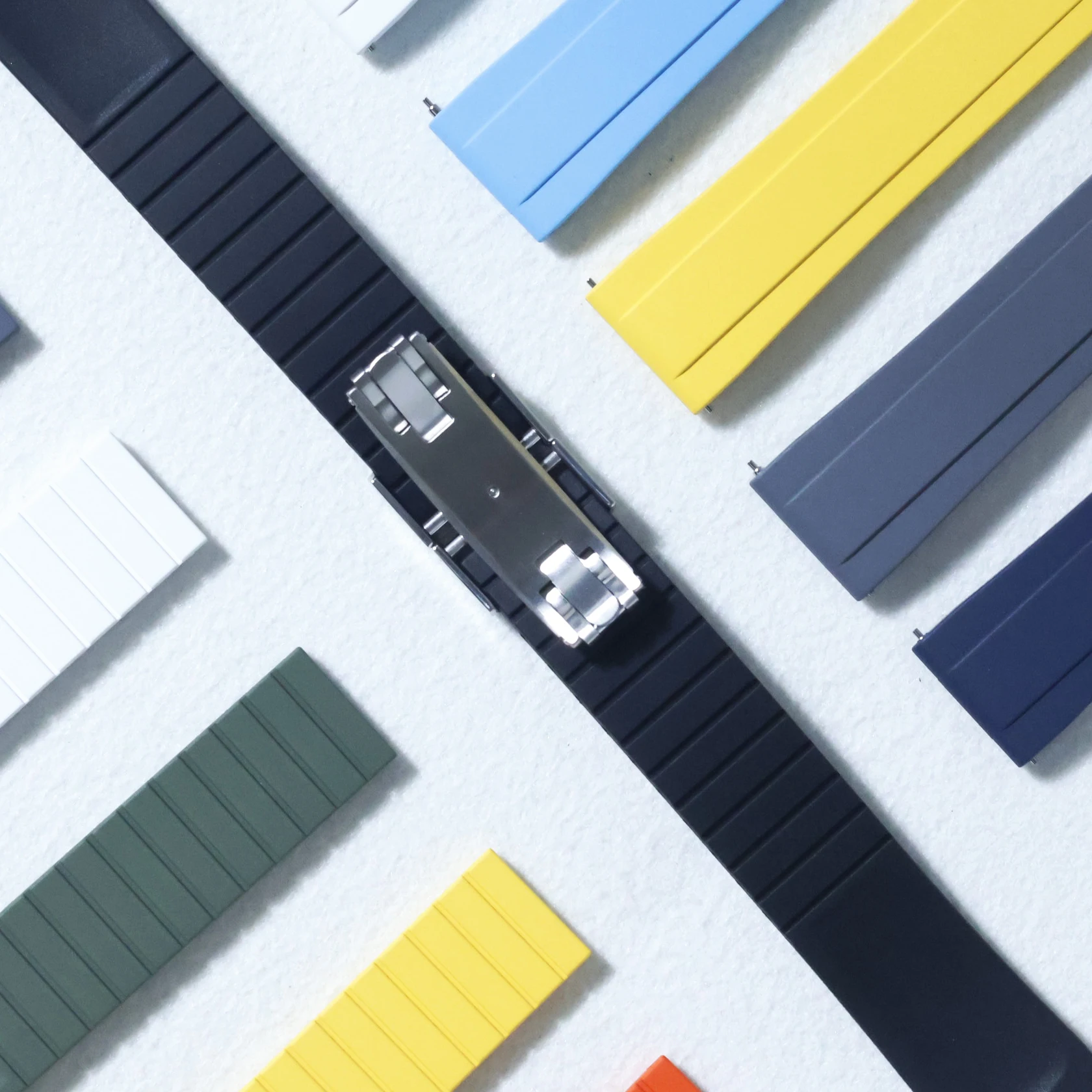 20mm 22mm Watch Strap For Rolex Daytona CTS FKMWatch Strap Quick Release Spring Deployant Buckle Clasp Watch Bands