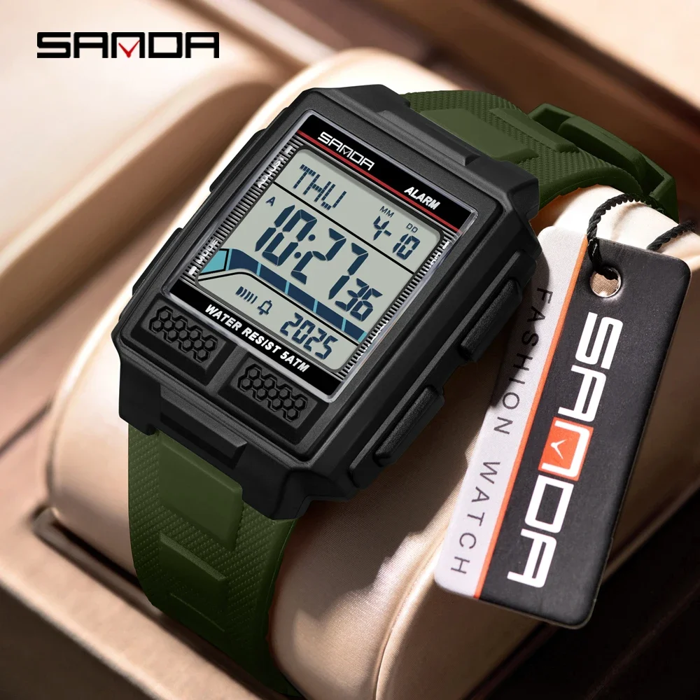 SANDA 2212 LED Digital Waterproof Sports Shockproof Mens Wristwatches Luxury Electronic Watch for Men Alarm Clock Reloj Hombre
