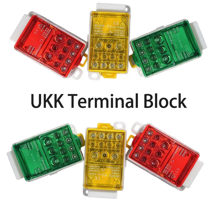 UKK DIN Rail Distribution Box One In Multiple Out 80A Single Pole Terminal Block Power Splitter Electrical Junction Box