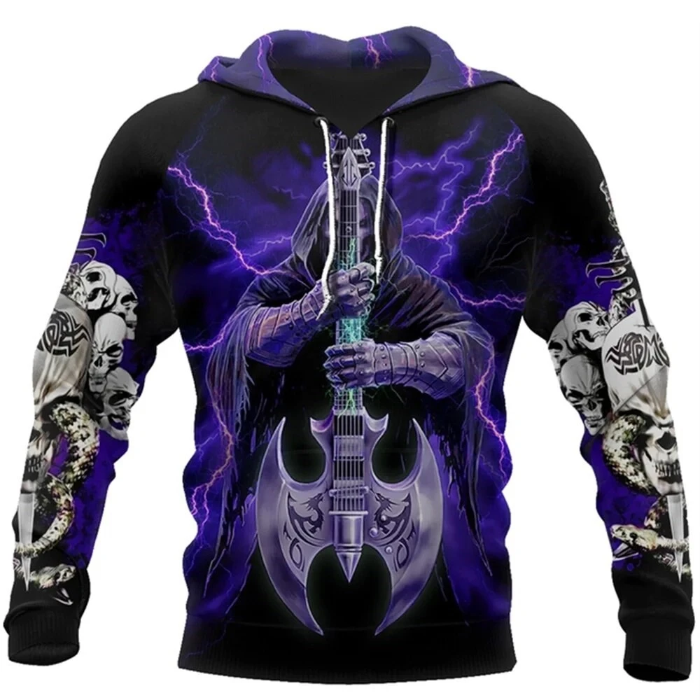 2024 Mexican Grim Reaper Maya Aztec Skull Art Unisex Hoodie Men's Sweatshirt Street Clothing Zipper Pullover Casual Jacket