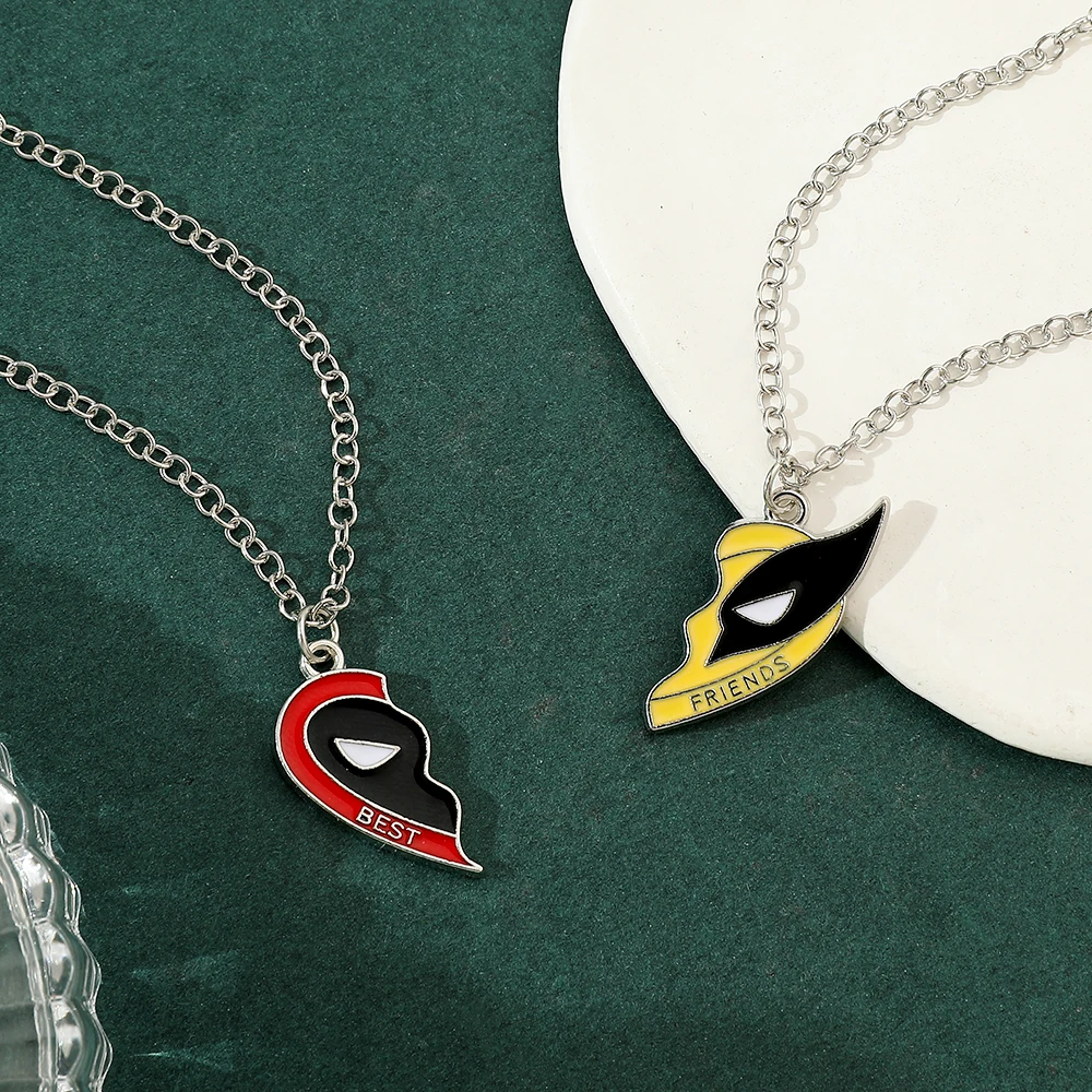 Modische Deadpool & Wolverine Herz-Spleiß-Halskette - Avengers-Themen Freundschaftsschmuck Personalisiertes Geschenk für Freunde – Detail 2