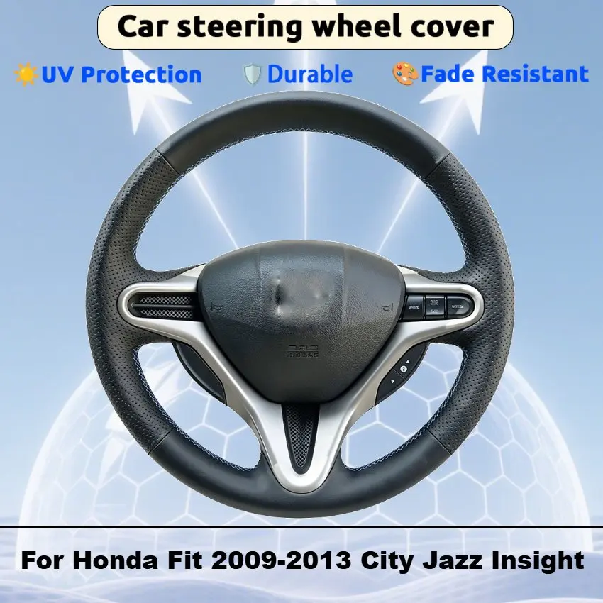 Housse de protection solaire pour volant, bloque 95% des rayons UV, cuir en fibres ultrafines, ajustement personnalisé, parfaitement adapté à la voiture Honda Fit City Jazz Insight