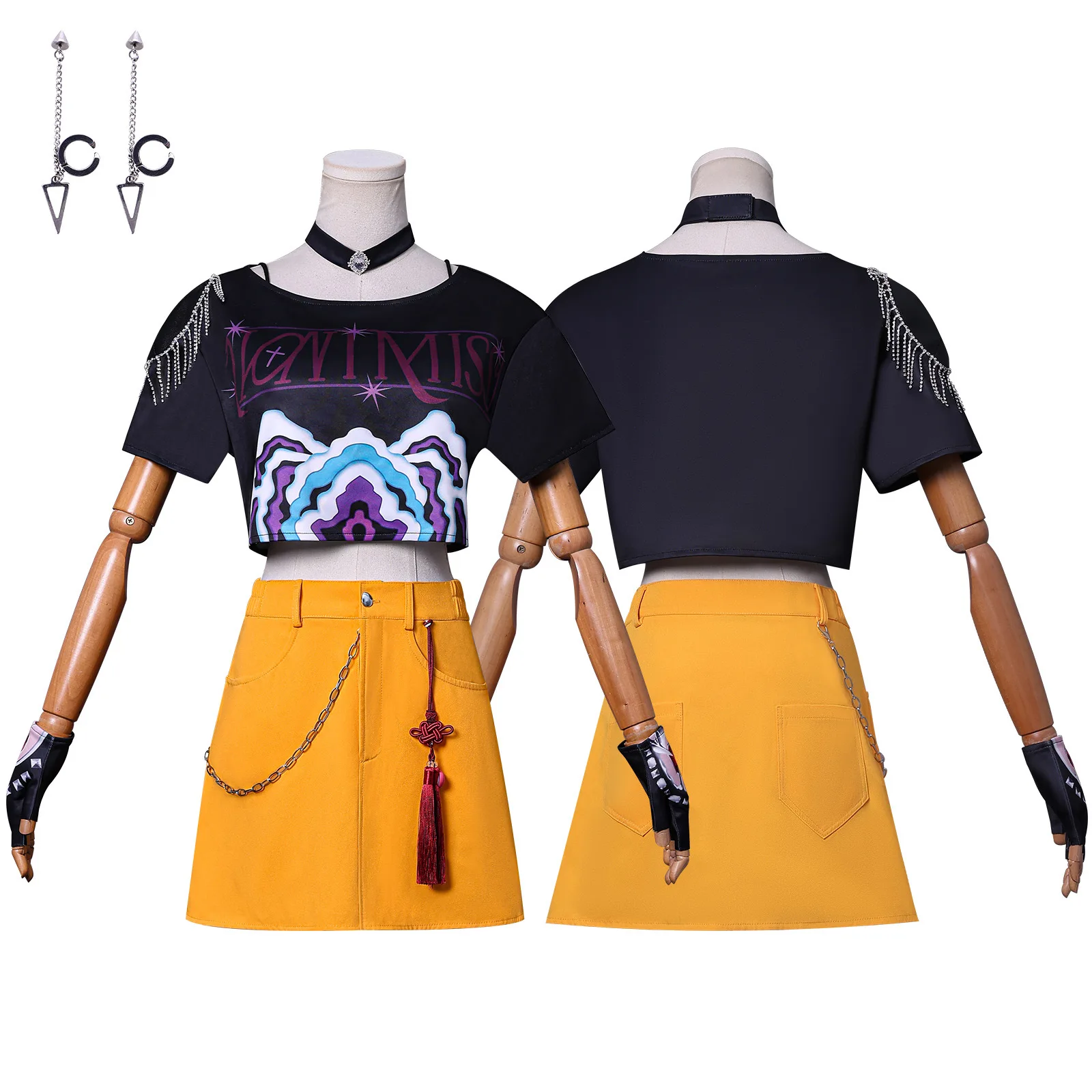 Anime KPop Demon Cos Hunter superestrella Mira Cosplay disfraz Mira peluca anillo conjunto completo chica traje de grupo mujeres fiesta de Halloween juego de rol