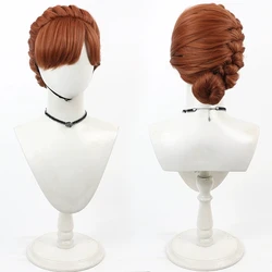 Top Qualtiy Anna Cosplay Wig Short Braid Light Brown Heat Resistant Synthetic Hair Halloween Party Role Play + Wig Cap