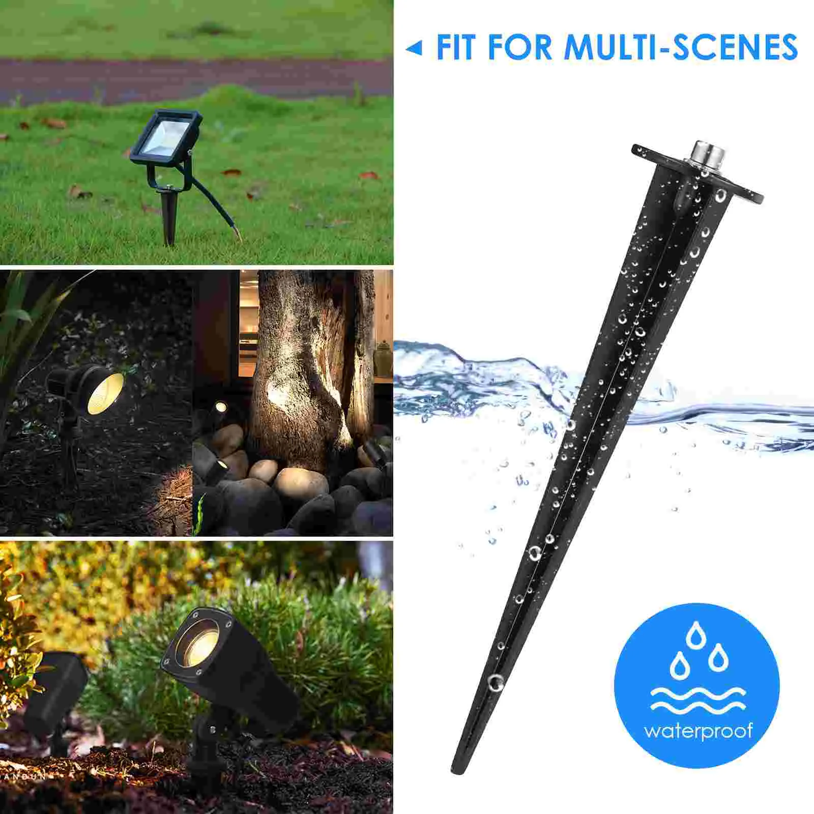 Ground Stake for Floodlight Stakes Spike Lawn Lamp Plug Outdoor Spotlight Accessory Accessories