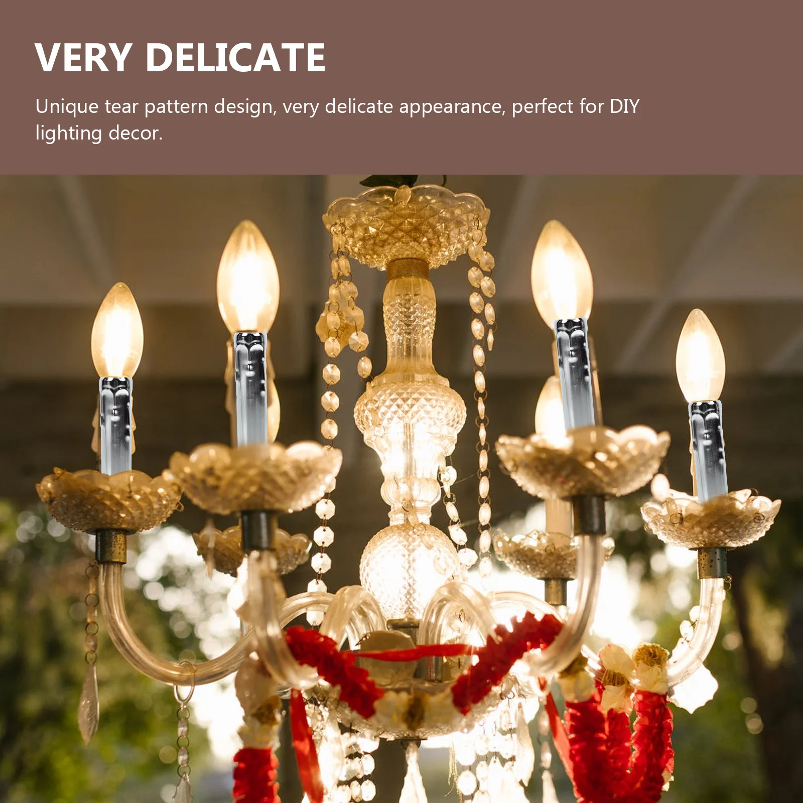 6 قطعة المسيل للدموع نمط الثريا كم الحديد أنبوب مصباح مقاومة للحرارة Diy بها بنفسك الإضاءة ديكور لمبة قاعدة غطاء الثريا اكسسوارات