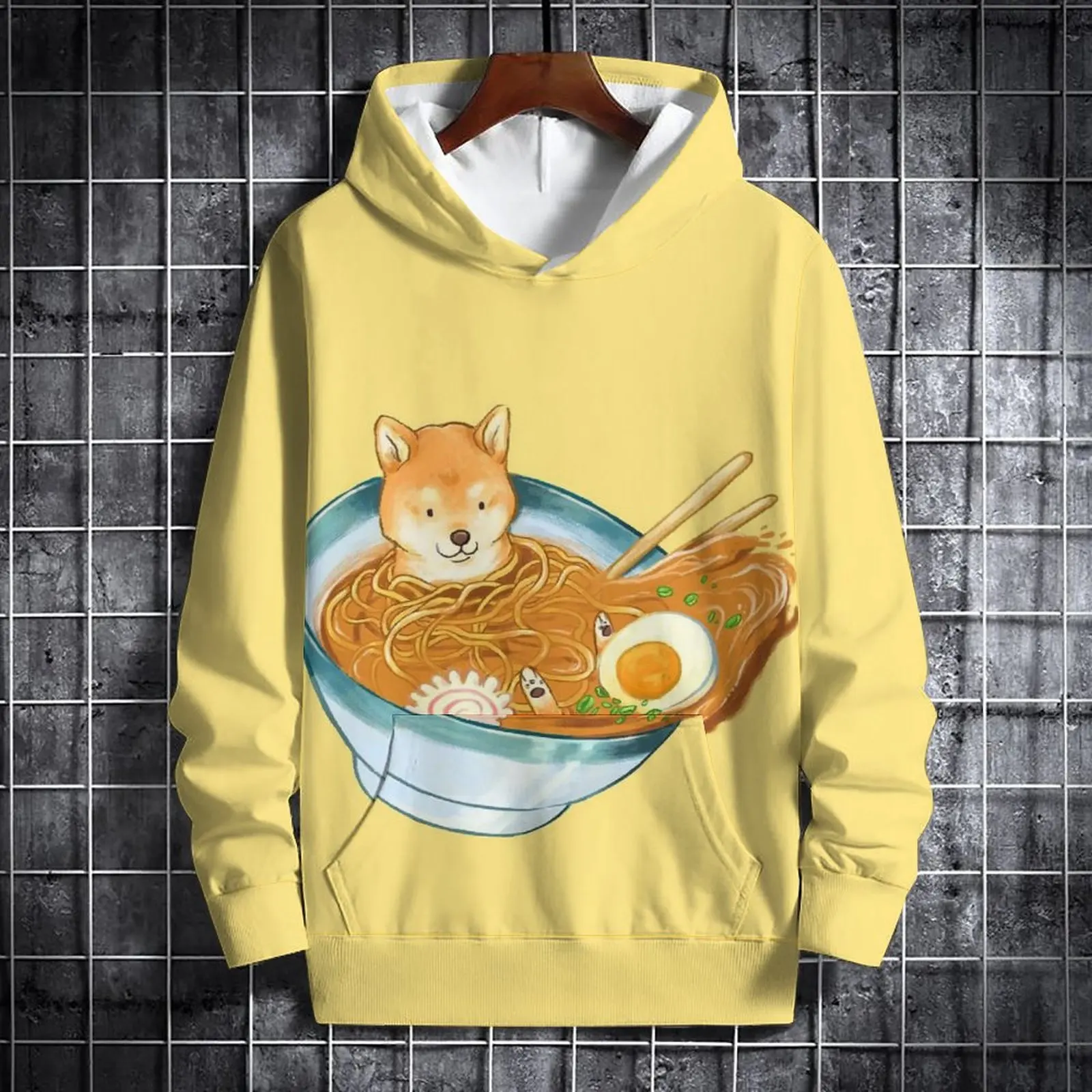 Autumn/Winter 3D Shiba Inu Pattern Men's Hoodie Neutral Japan Harajuku Fun Art Leisure Sports Pullover Oversized Clothing